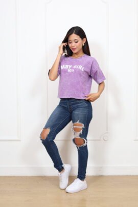 Polo para Mujer Crop Top Modelo Baby Girl Teñido