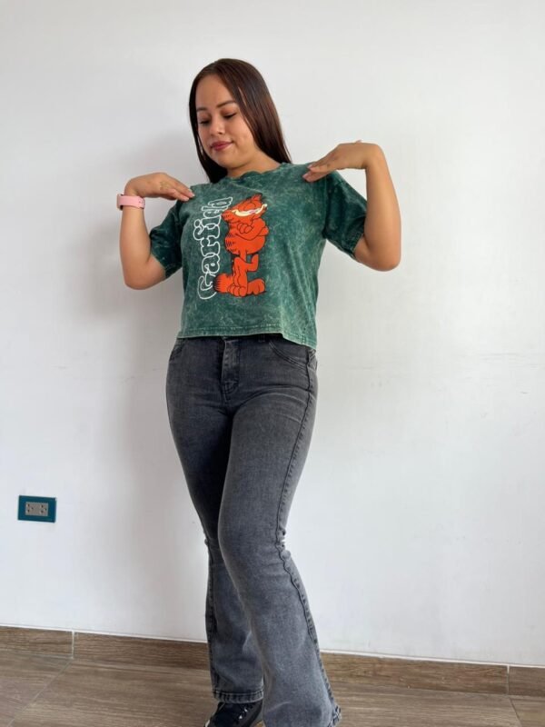 Polo Para Mujer Crop Top modelo Teñido Garfield